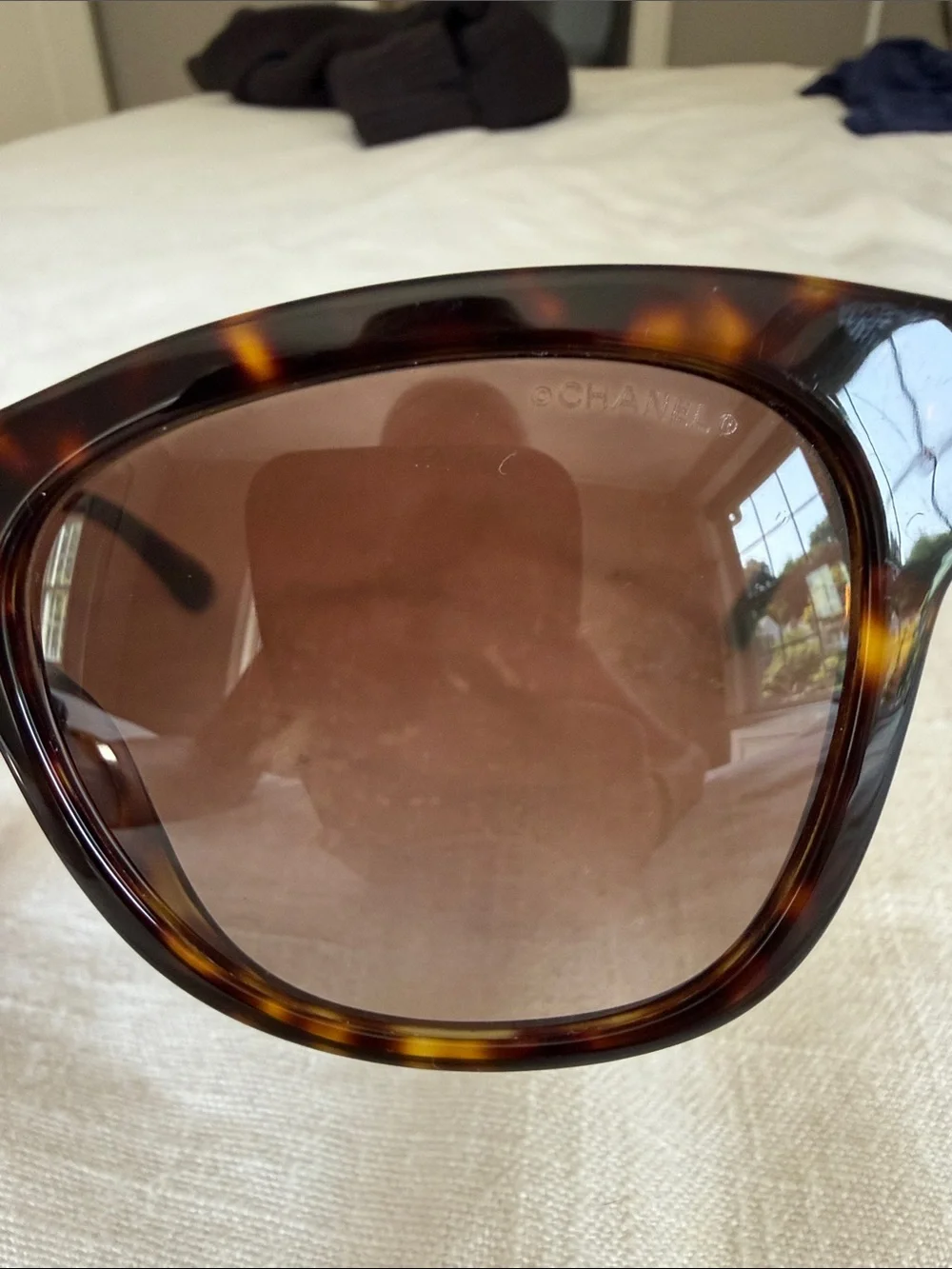 CHANEL Tortoiseshell Cat-Eye Sunglasses - Brown with quilted chanel case